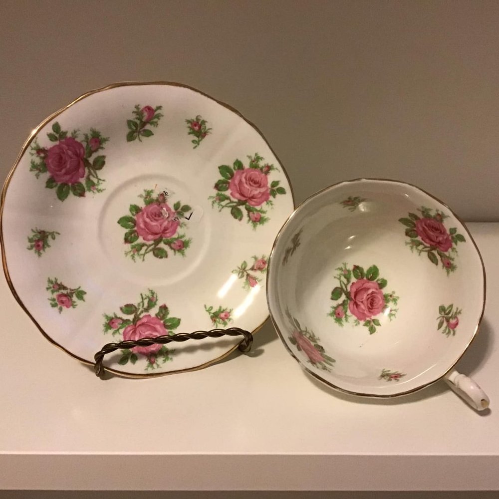 Vintage Adderley Pink Roses Bone China Tea Cup